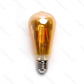 Obrázok pre LED žiarovka E27 6W/600lm , ST64 LED vlákno AMBER , Teplá biela